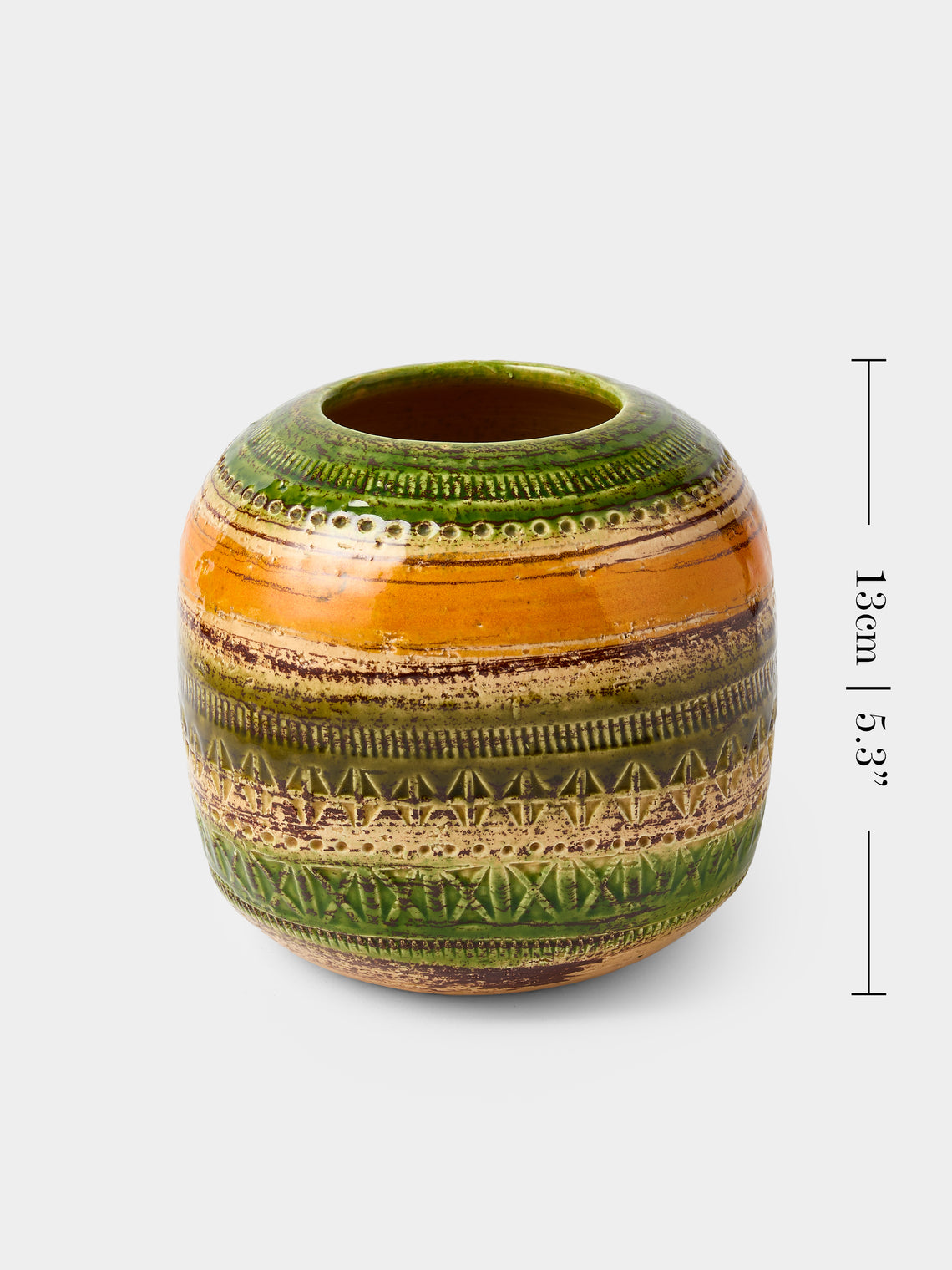 Antique and Vintage - 1950s Bitossi Ceramiche Sahara Ceramic Vase (6in/15cm) - Green - ABASK