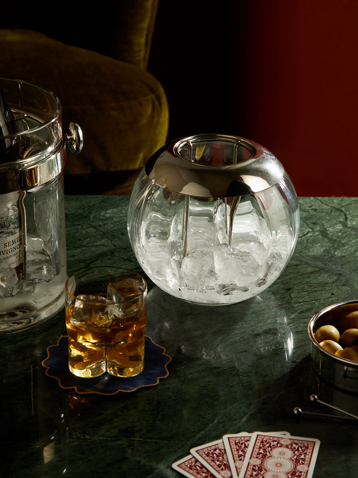 Antique and Vintage - Mid-Century Silver-Plated Cut Glass Vodka Cooler -  - ABASK