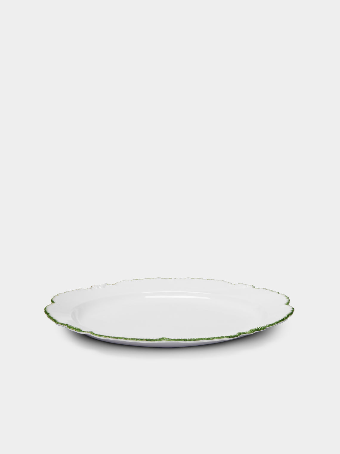 Atelier Soleil - Combed Edge Hand-Painted Ceramic Oval Platter -  - ABASK