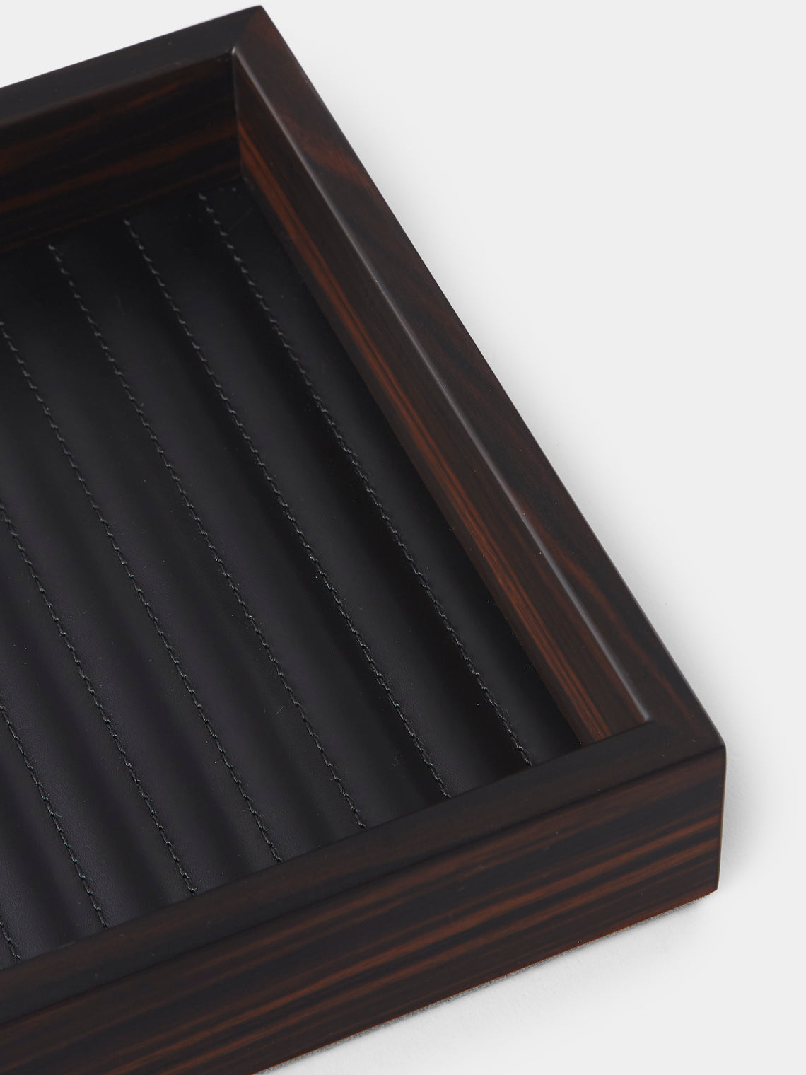 Riviere - Febe Woven Ebony and Leather Valet Tray (9.5in/24cm) - Brown - ABASK
