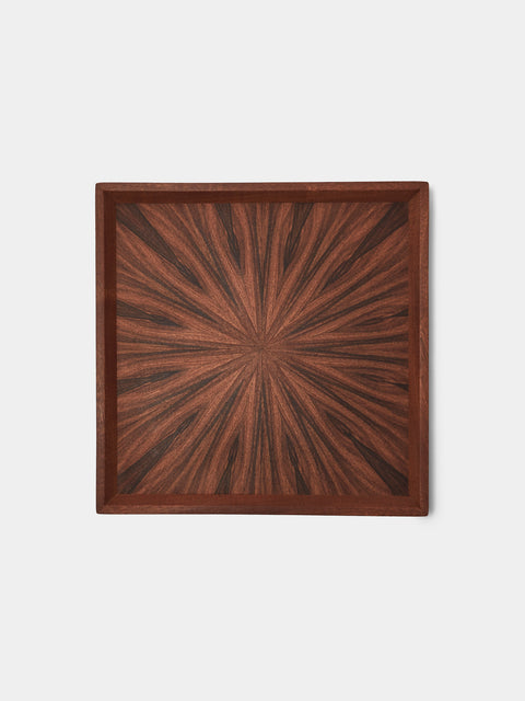 Mori Kougei - Poke Morado Wood Square Tray (10.5in/26.5cm) - Brown - ABASK - 