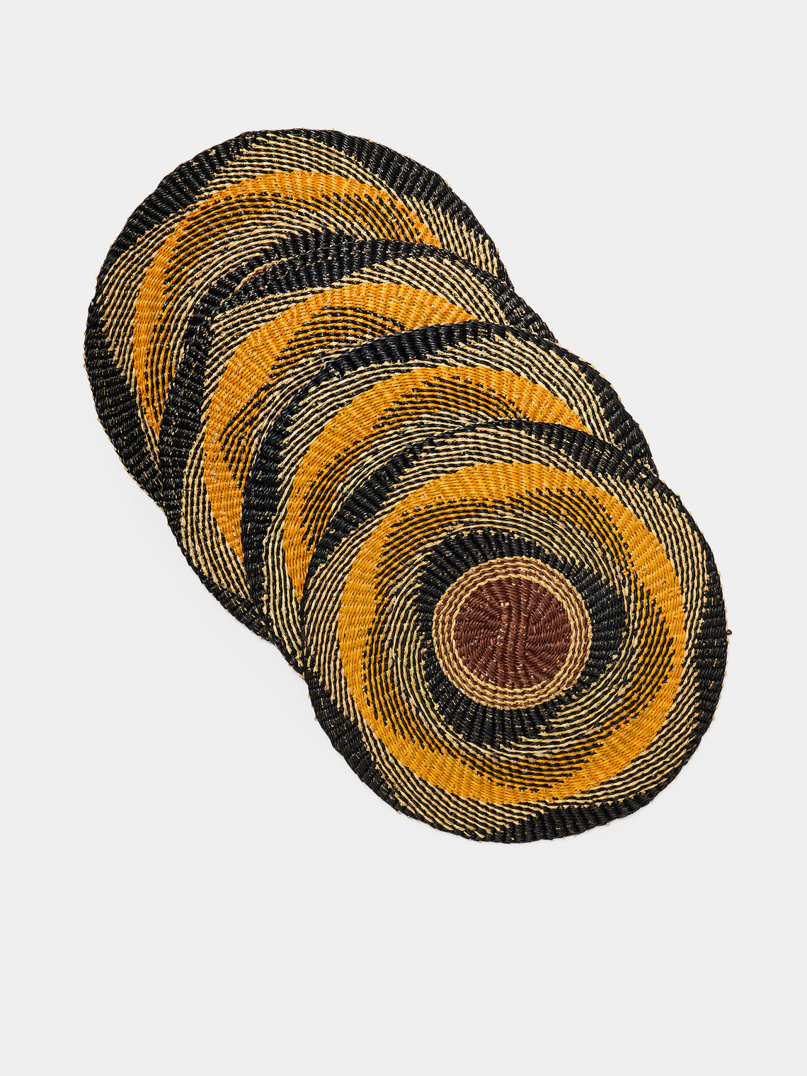 Baba Tree - Handwoven Elephant Glass Placemats (Set of 4) - Black - ABASK