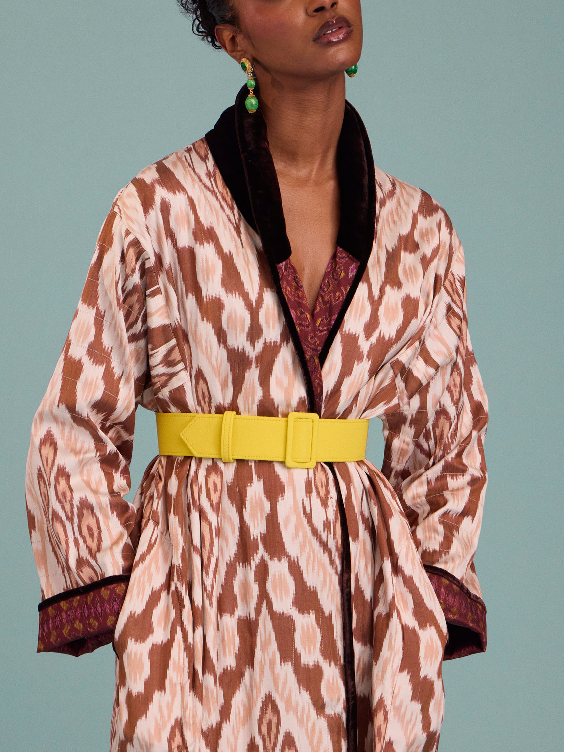 Nazzy Beglari - Hand-Loomed Ikat Cotton Reversible Chapan-Style Robe | One Size - Multiple - ABASK
