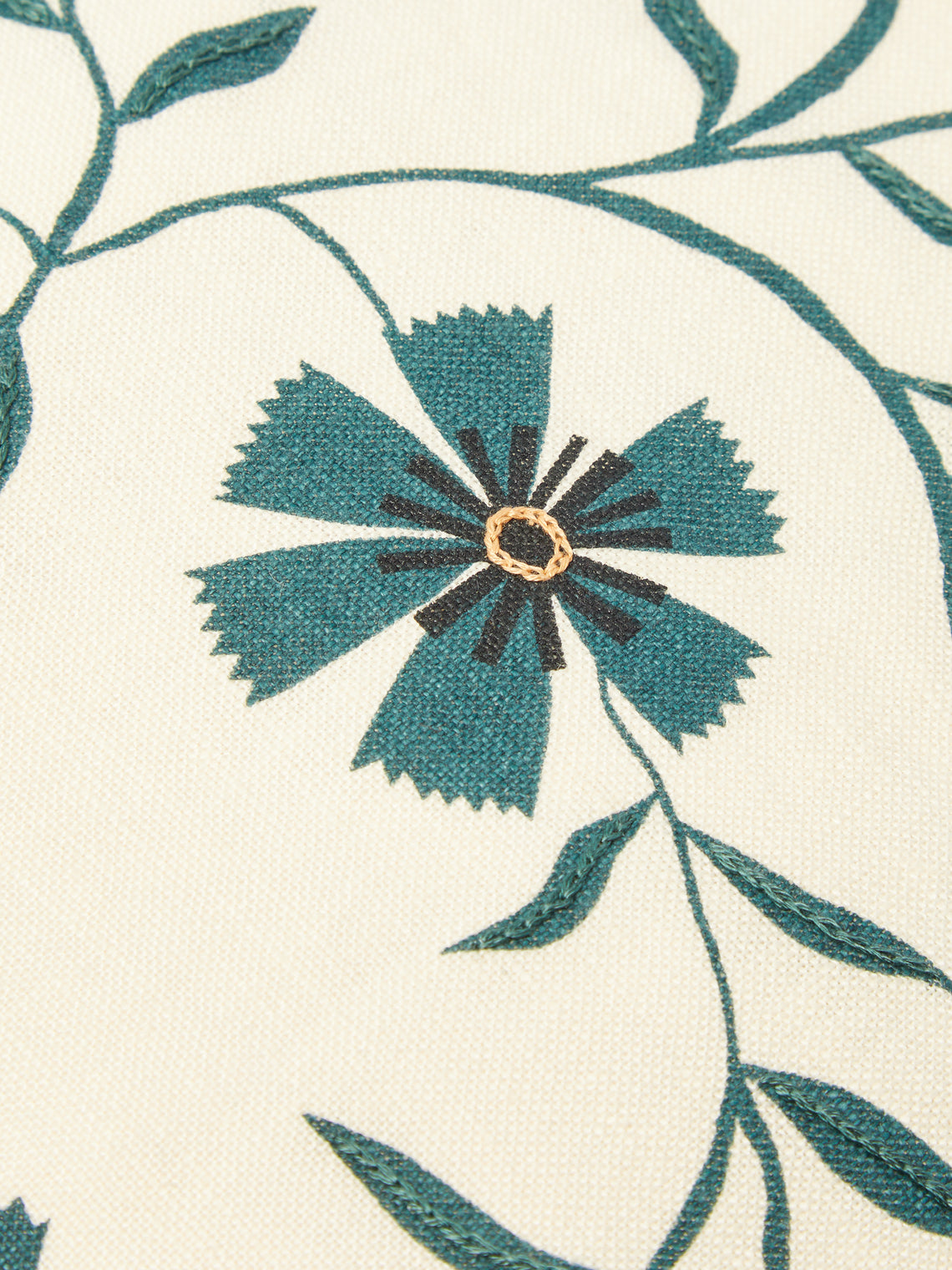 Rosemary Milner - Floral Hand-Embroidered Cotton Cushion -  - ABASK