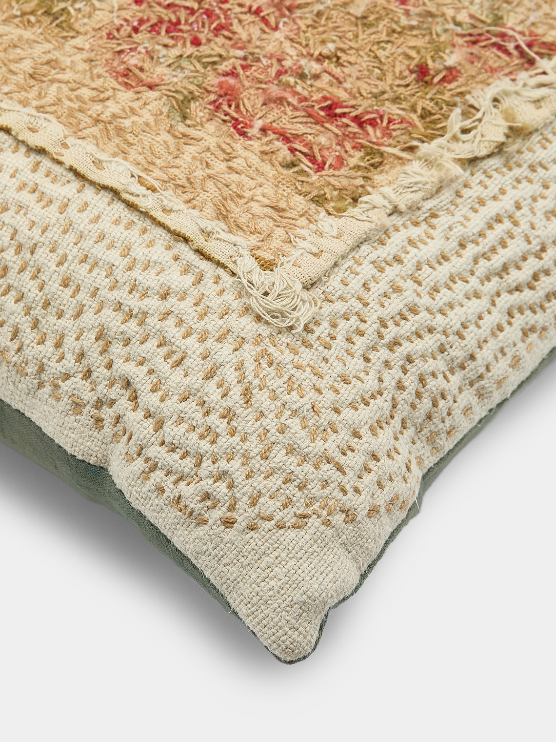 By Walid - 19th-Century French Needlepoint Wool and Damask Cushion - Multiple - ABASK