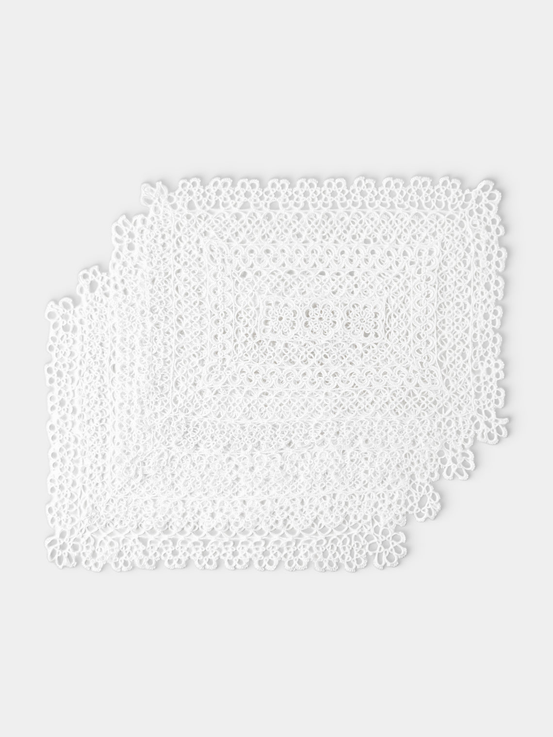 Rolane du Dreuih Creations - Lacework Linen Medium Oblong Placemats (Set of 4) - Ivory - ABASK