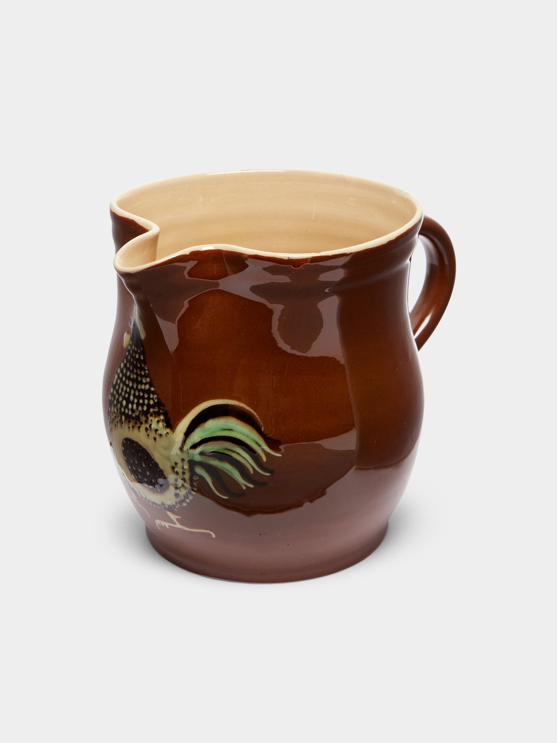Poterie d’Évires - Chickens Hand-Painted Ceramic Rounded Jug -  - ABASK - 