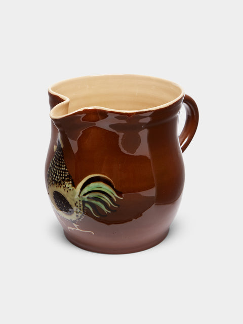 Poterie d’Évires - Chickens Hand-Painted Ceramic Rounded Jug -  - ABASK - 