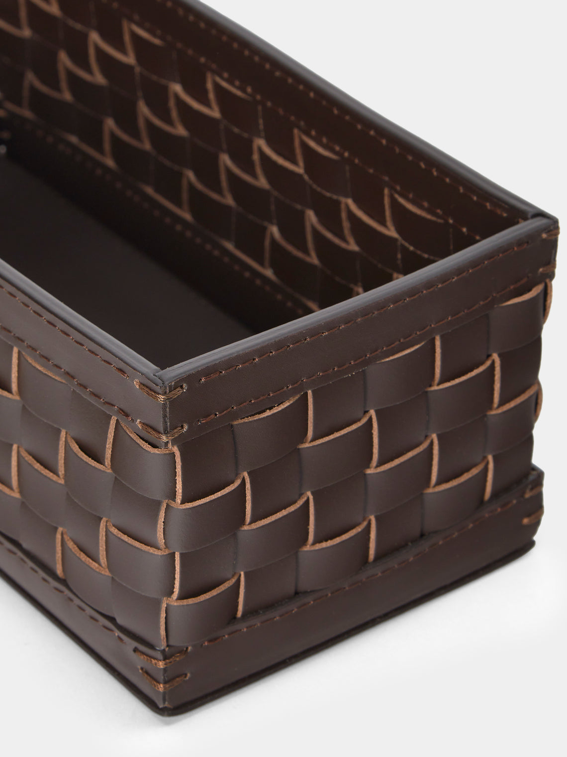 Riviere - Woven Leather Towel Tray (11.5in/29cm) - Dark brown - ABASK