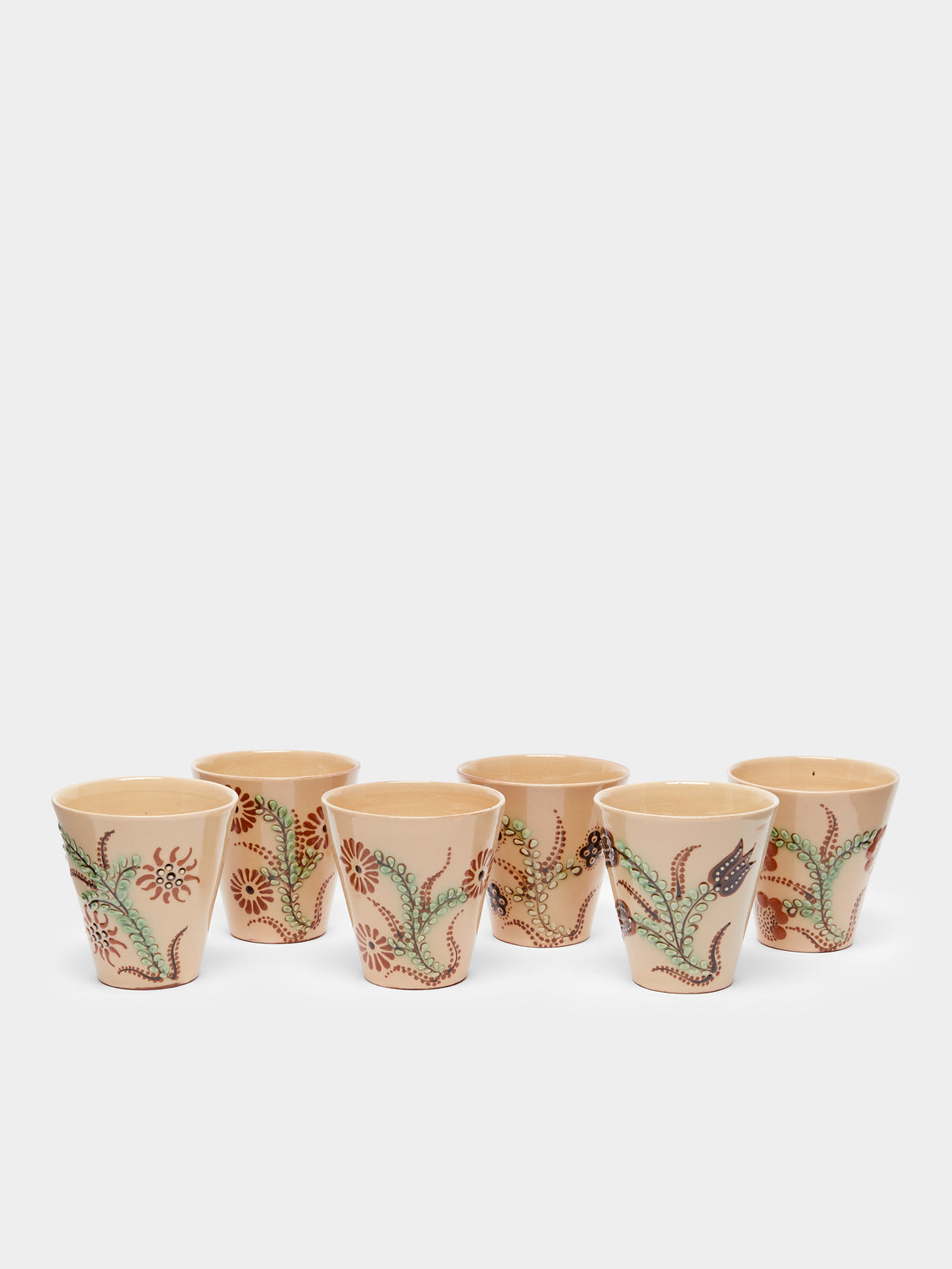 Poterie d’Évires - Flowers Hand-Painted Ceramic Coffee Cups (Set of 6) -  - ABASK - 