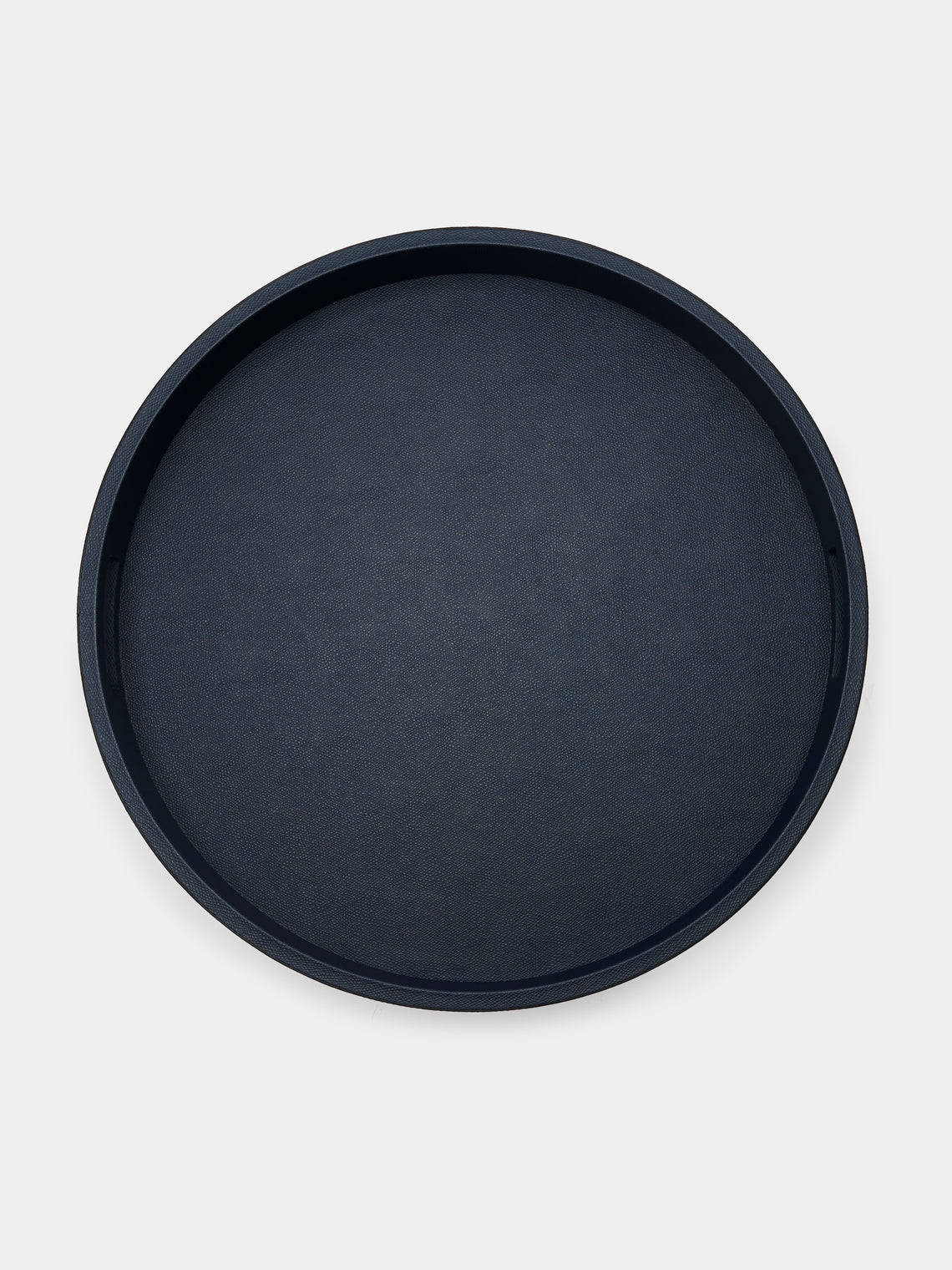 Giobagnara - Polo Leather Round Tray with Handles - Navy - ABASK - 