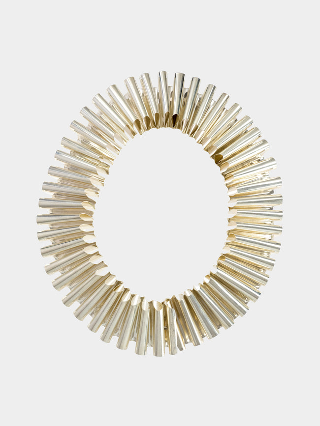 Mahnaz Collection - Women's Vintage 2003 Lella Vignelli for San Lorenzo Seicento Sterling Silver Elizabethan Collar Choker Necklace - Silver - ABASK - 