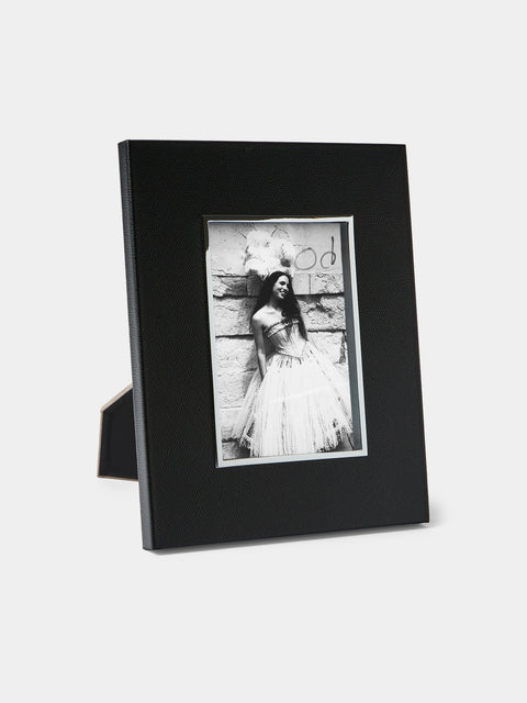 Pinetti - Leather and Silver-Plated Photo Frame (5x7") - Black - ABASK - 