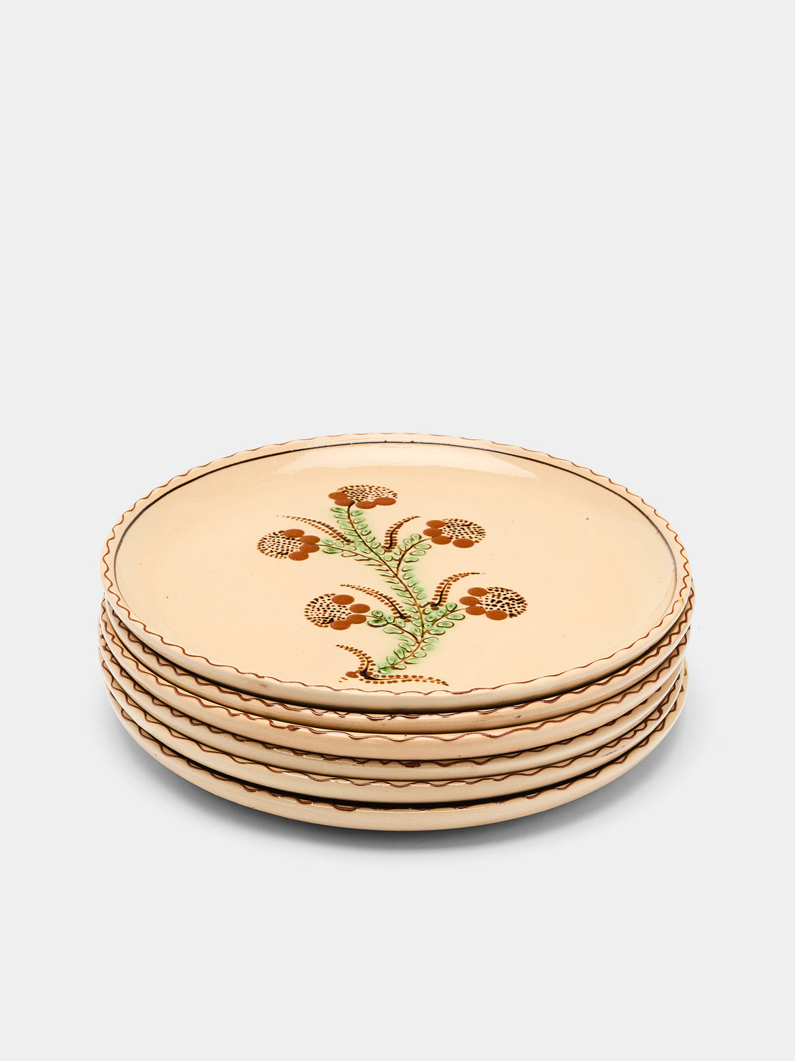 Poterie d’Évires - Flowers Hand-Painted Ceramic Dinner Plates (Set of 6) -  - ABASK