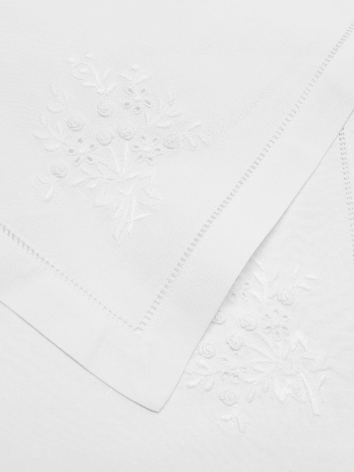 Rolande du Dreuilh Créations - Hand-Embroidered Cotton Napkins (Set of 4) - White - ABASK