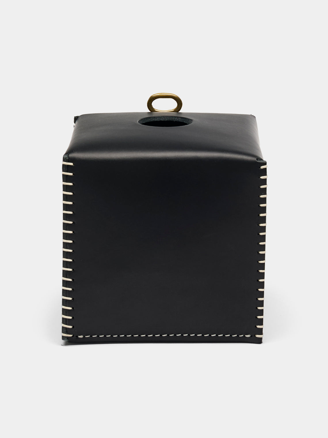 Otzi Studio - Eyelet Leather Tissue Box - Black - ABASK - 