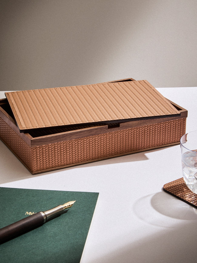 Pinetti - Astrea Leather Small Storage Box - camel - ABASK