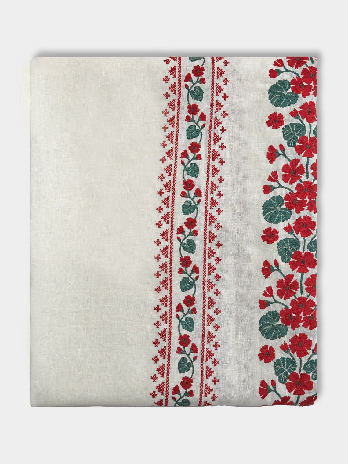 Esencial Hogar - Geranios Embroidered Linen Rectangular Tablecloth -  - ABASK - 