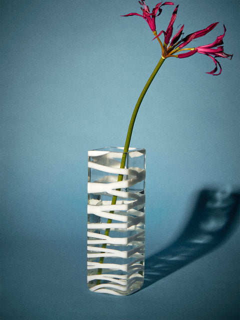 Antique and Vintage - 1960s Vistosi Glass Vase (9in/22.5cm) - Clear - ABASK