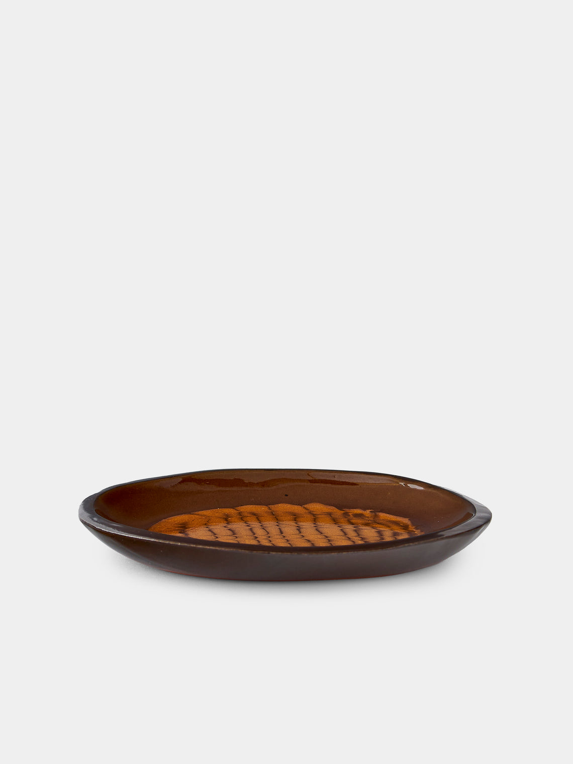 Aono Pottery - Slipware Oval Dish - Brown - ABASK
