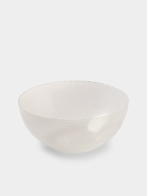 Antique and Vintage - 1960s Venini x Tapio Wirkkala Filigrana Murano Glass Bowl - White - ABASK - 