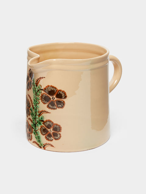 Poterie d’Évires - Flowers Hand-Painted Ceramic Straight-Edge Jug -  - ABASK - 