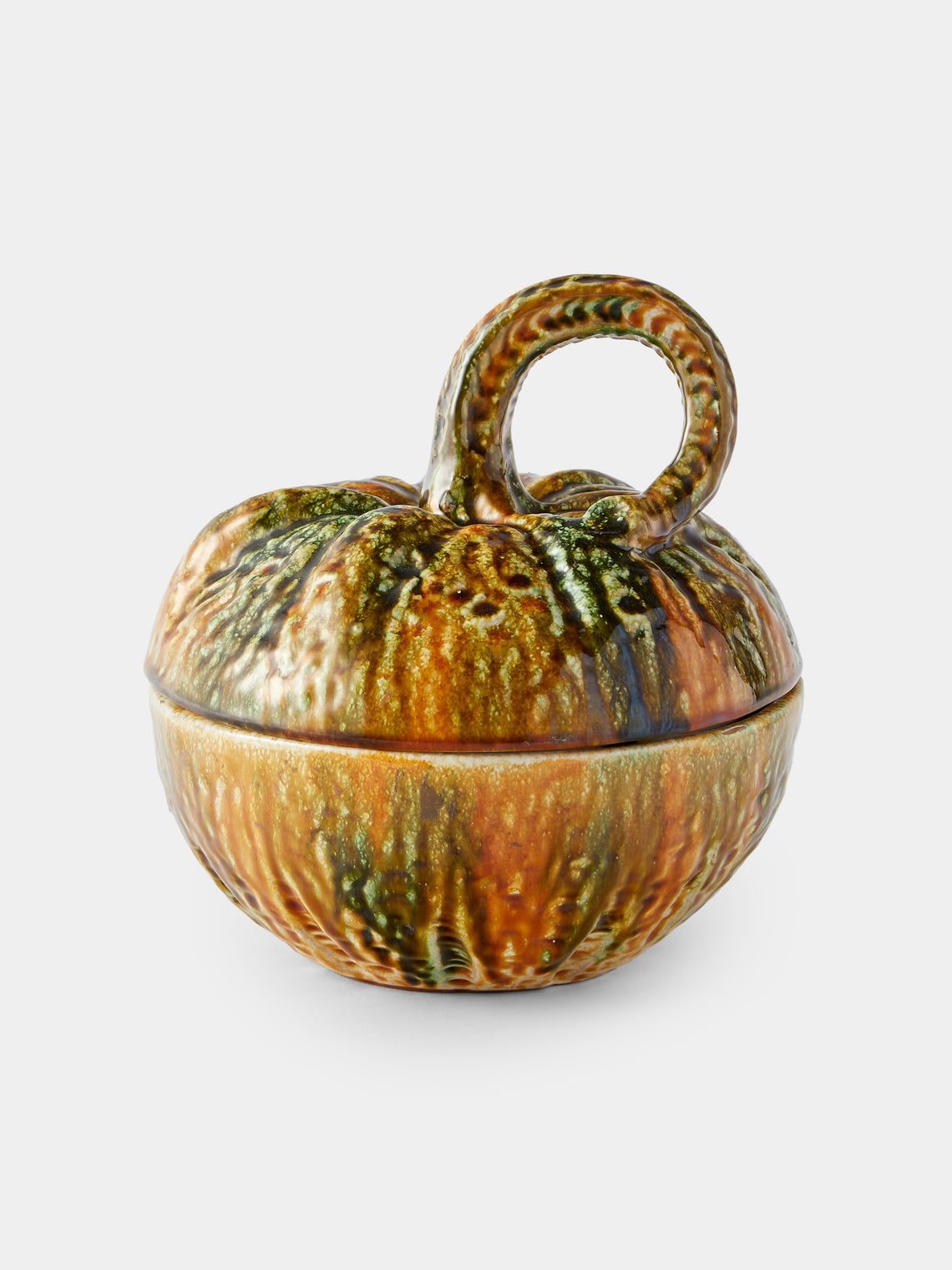 Antique and Vintage - 1940s Ceramic Squash Lidded Pot - Multiple - ABASK - 