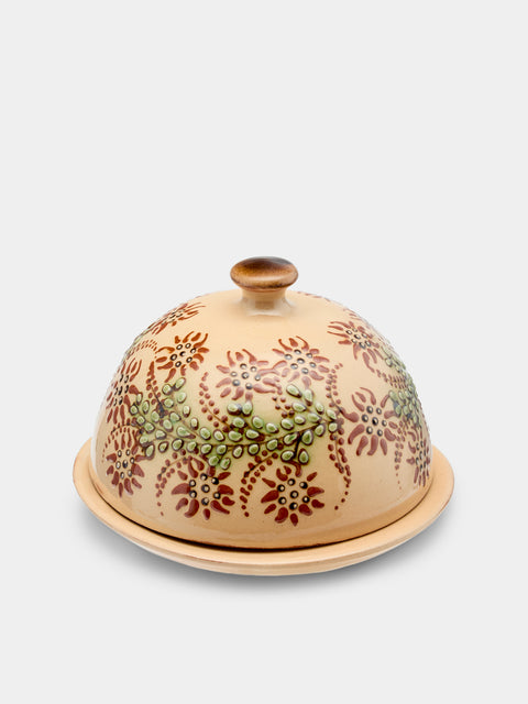 Poterie d’Évires - Flowers Hand-Painted Ceramic Small Butter Dish - Cream - ABASK - 