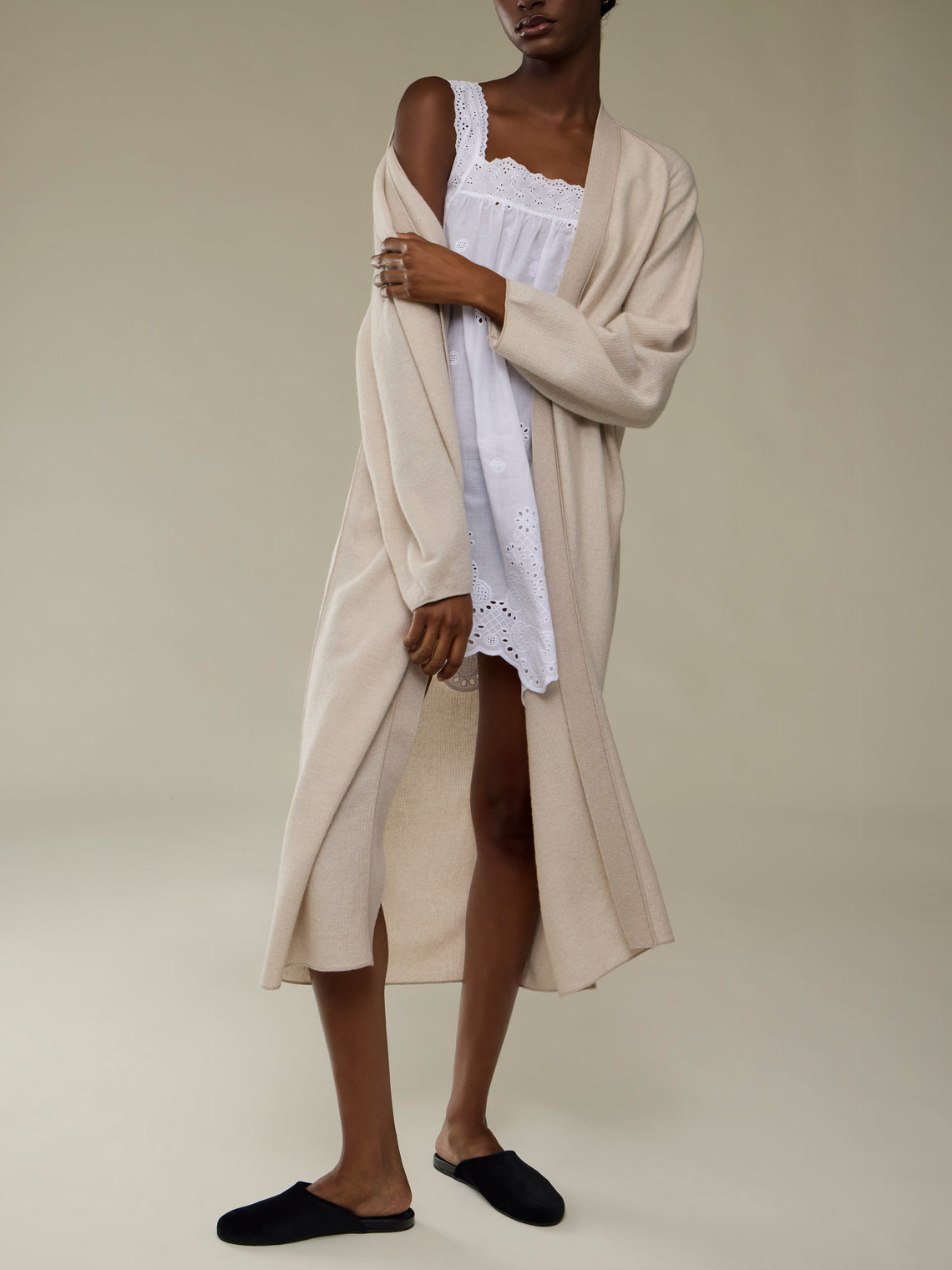 Dusan - Cashmere Long  Cardigan | One Size - Cream - ABASK