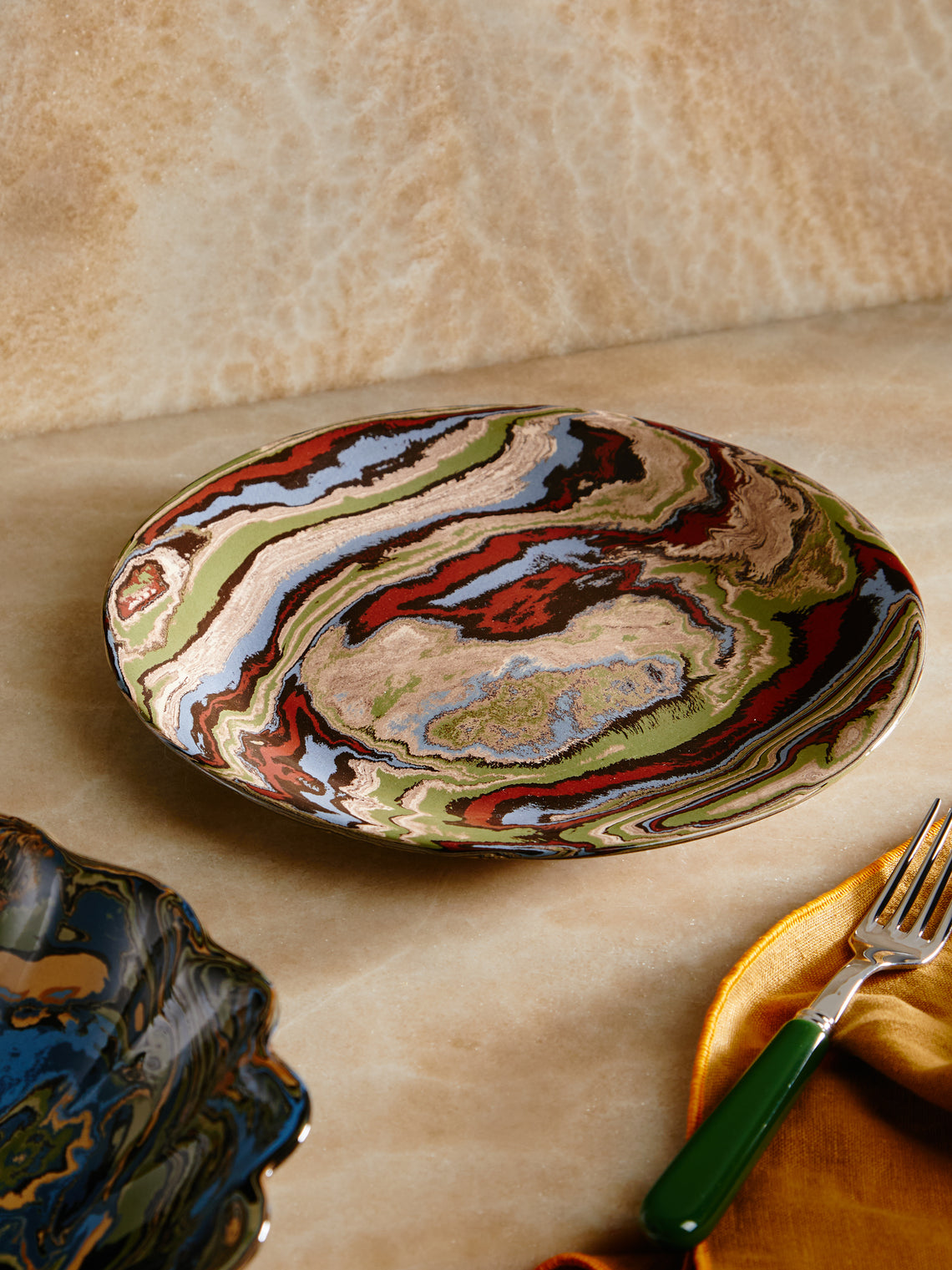 Atelier Saint-André Perrin - Marbled Ceramic Large Serving Platter -  - ABASK