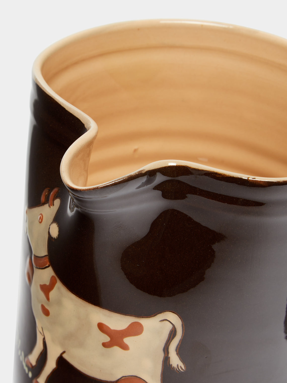 Poterie d’Évires - Cows Hand-Painted Ceramic Straight-Edge Jug -  - ABASK
