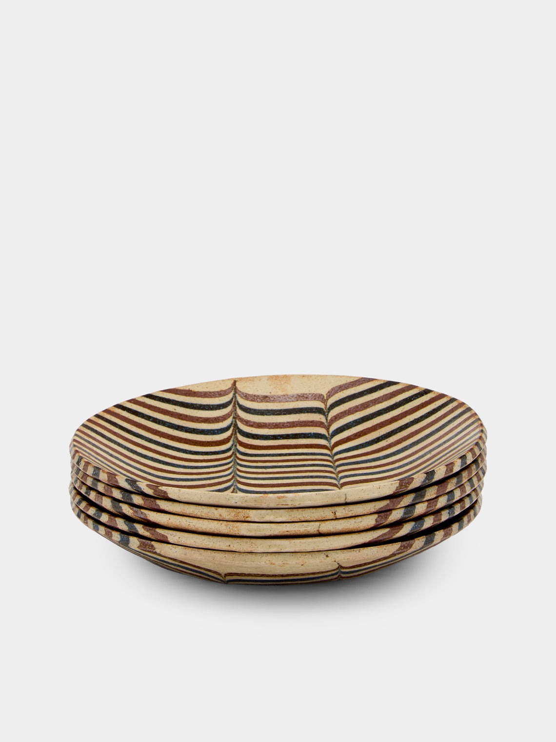 Makidani-gama - No. 3 Nerikomi Ceramic Plates – 8in/21cm (Set of 5) - Multiple - ABASK