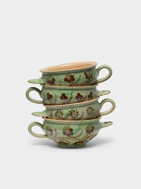 Poterie d’Évires - Flowers Hand-Painted Ceramic Soup Bowls (Set of 4) -  - ABASK - 