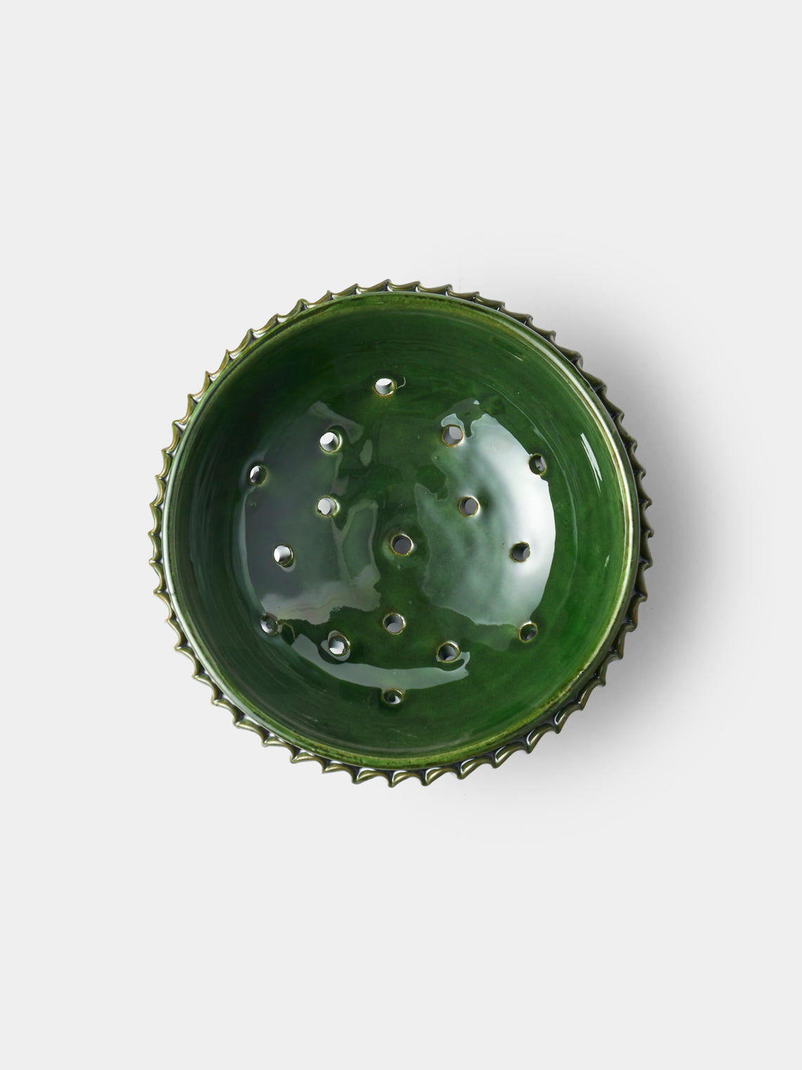 Poterie de Cliousclat - Hand-Glazed Slipware Berry Bowl - Green - ABASK