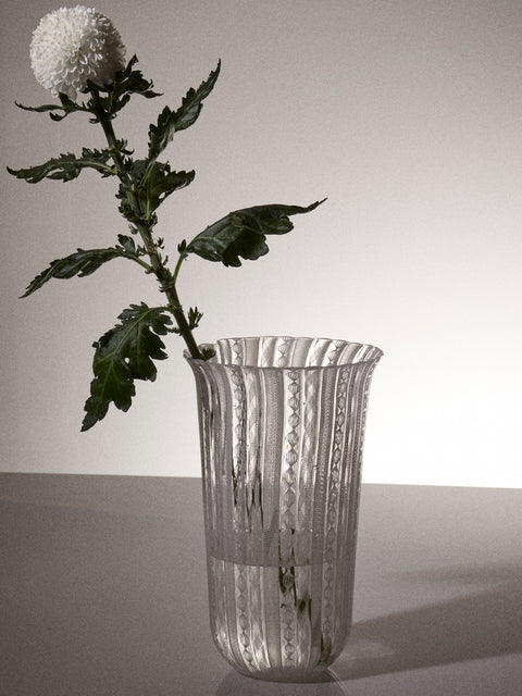 Antique and Vintage - 1960s Barovier & Toso Murano Glass Vase (10in/26cm) - White - ABASK
