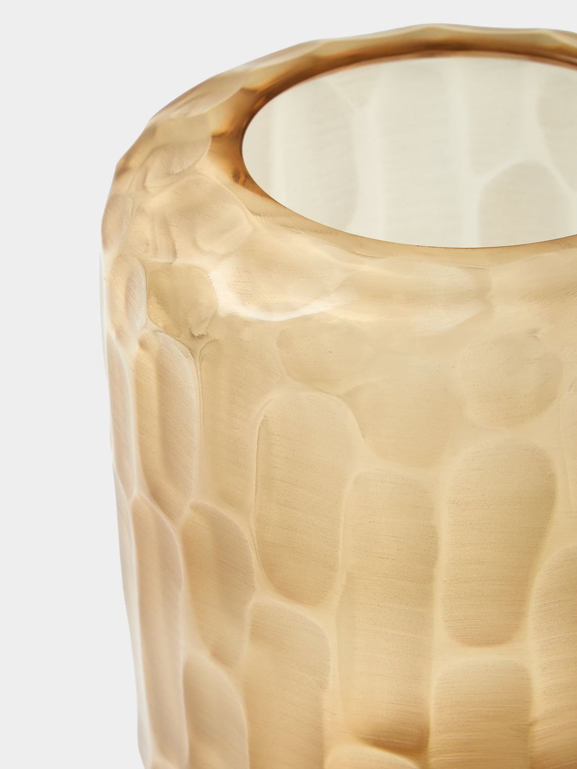 Micheluzzi Glass - Rullo Miele Bamboo Hand-Blown Murano Glass Vase (8.5in/22cm) - Yellow - ABASK