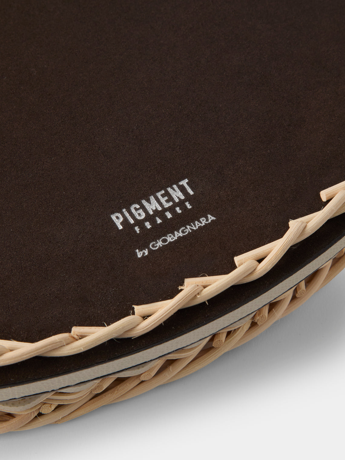 Pigment France - Orsay Leather and Rattan Round Tray (18.5in/46.5cm) - Cream - ABASK