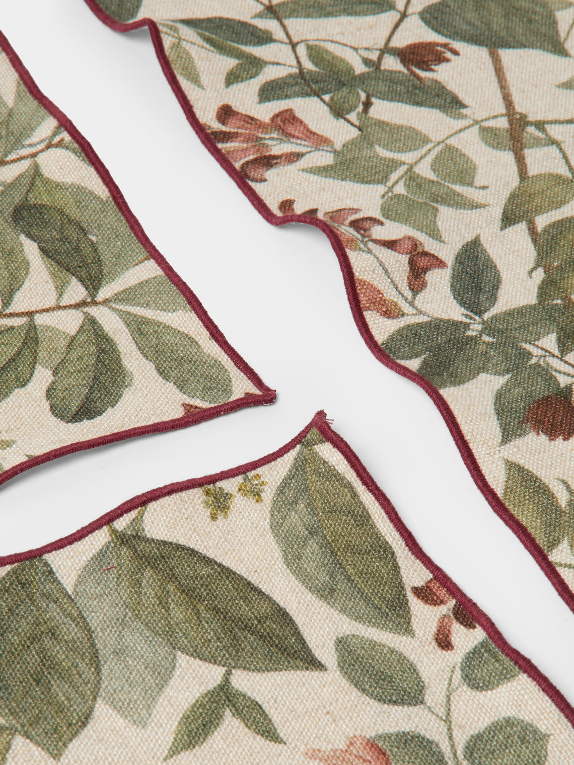 Borgo delle Tovaglie - Amalfi Sottobosco Embroidered Linen Extra Large Napkins (Set of 4) - Red - ABASK