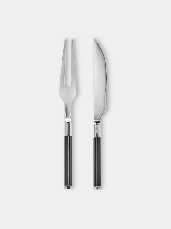 San Lorenzo - 1981 Afra and Tobia Scarpa Sterling Silver and Marble Roasting Knife and Fork - Silver - ABASK - 