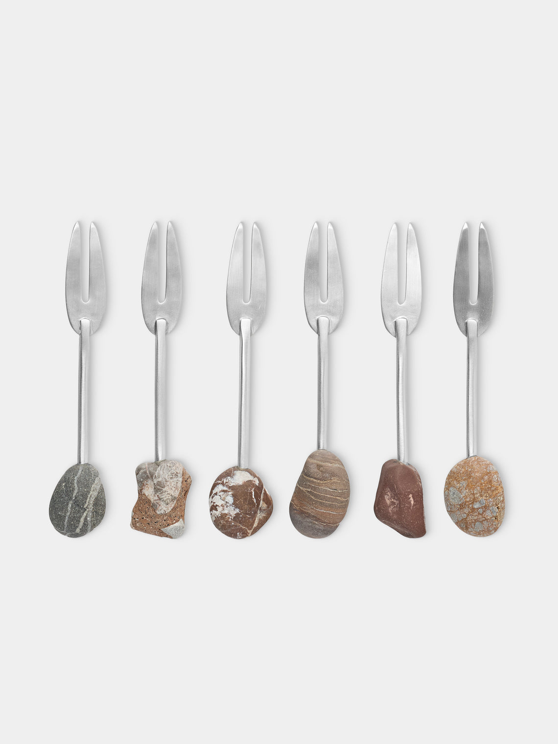 Thalia Maria Silver - Sterling Silver and Pebble Cocktail Forks (Set of 2) - Silver - ABASK - 