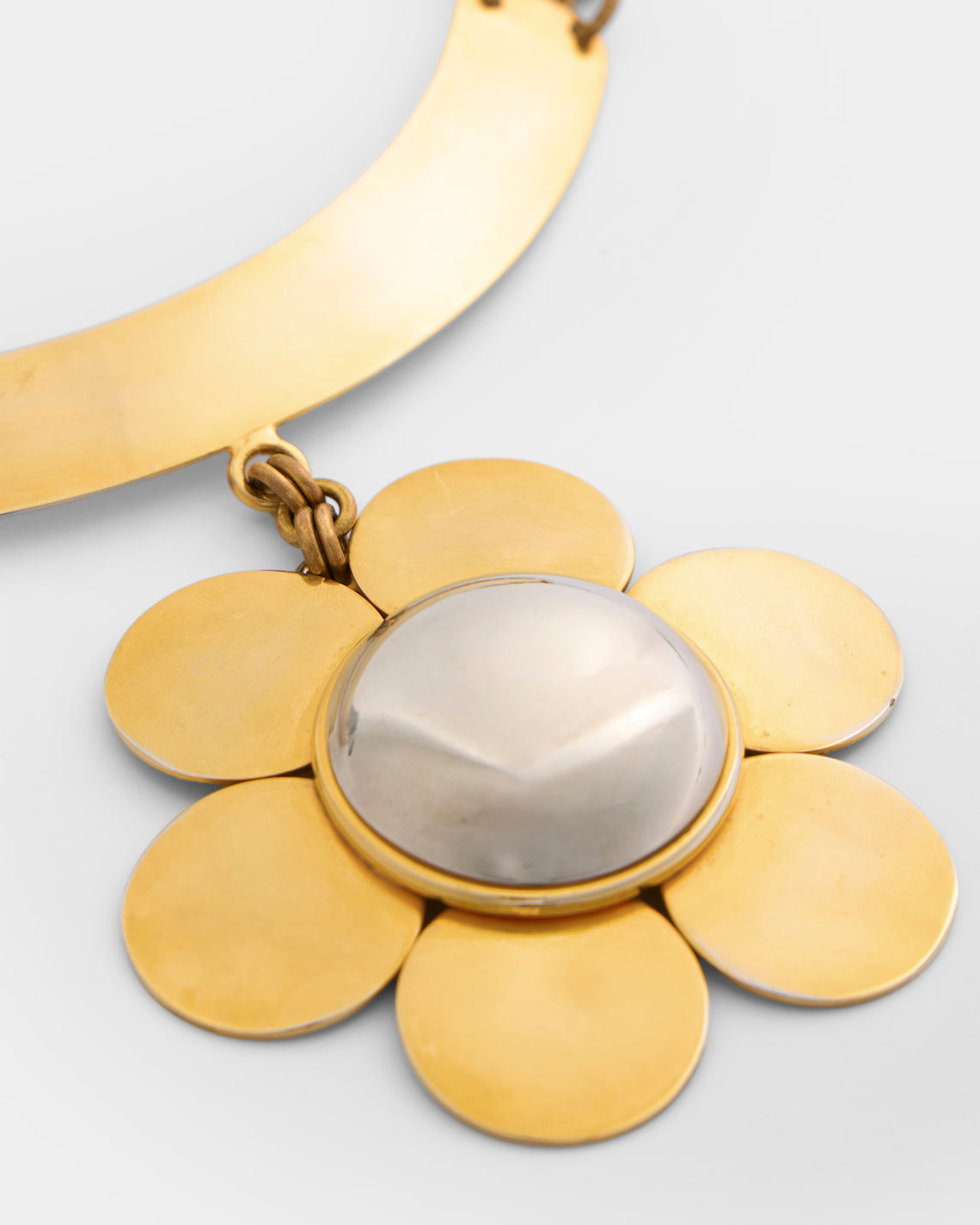 Mahnaz Collection - Women's Vintage 1975 Pierre Cardin French Gold-Tone and Silver-Tone Flower Necklace - Gold - ABASK