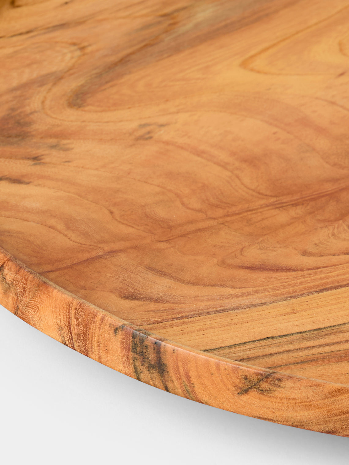 Iida Woodturning - Hand-Turned Zelkova Oil-Finish Tray (16.5in/42.5cm) - Brown - ABASK