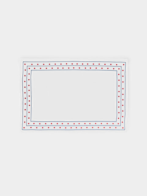 Loretta Caponi - Stripes & Dots Hand-Embroidered Cotton Bath Mat - White - ABASK - 