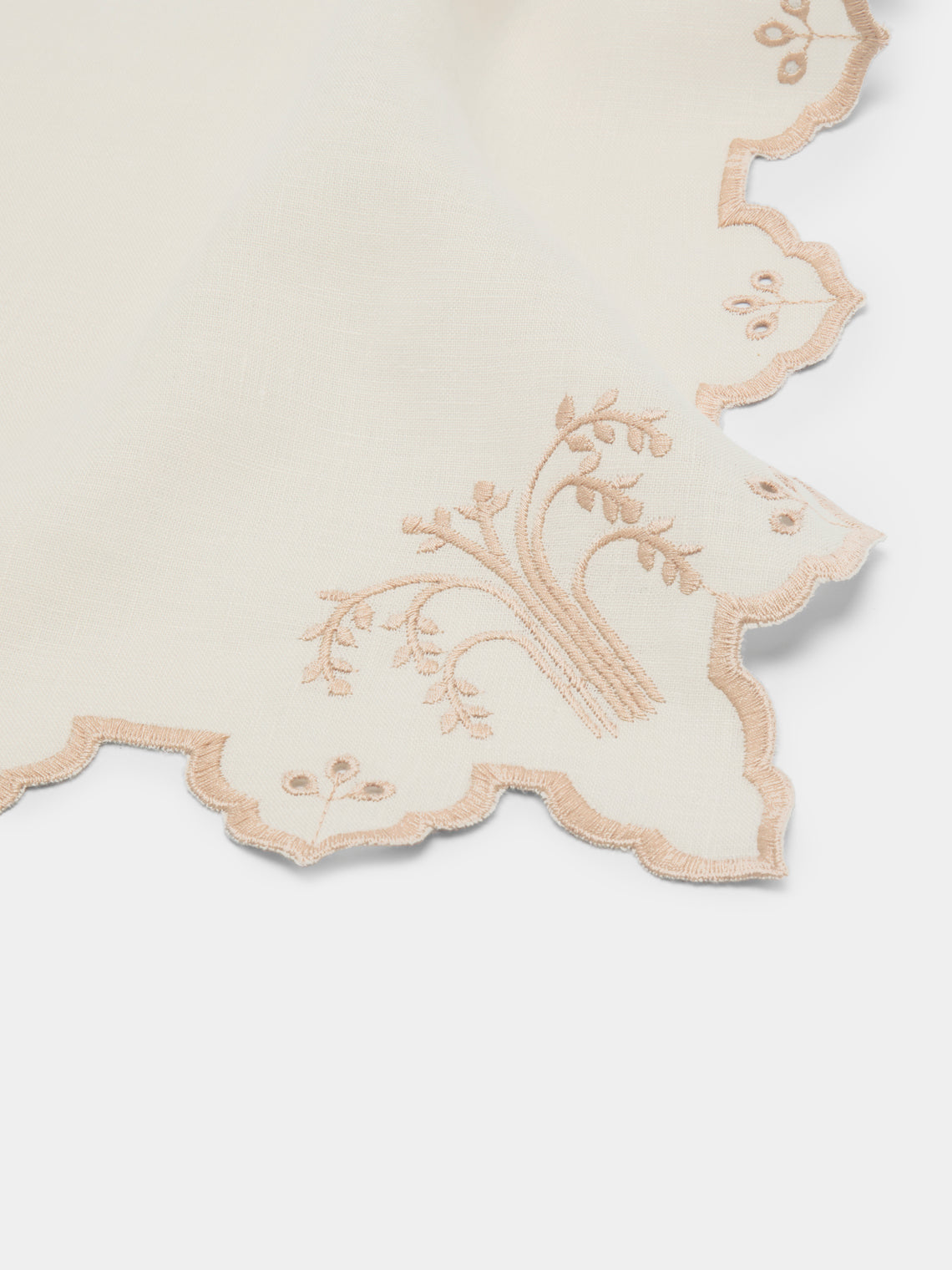 Borgo delle Tovaglie - Eden Embroidered Linen Napkins (Set of 4) - Natural - ABASK