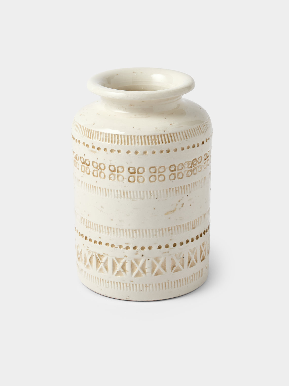 Antique and Vintage - 1970s Bitossi Ceramiche Pier 1 Ceramic Vase (6in/15.5cm) - White - ABASK - 