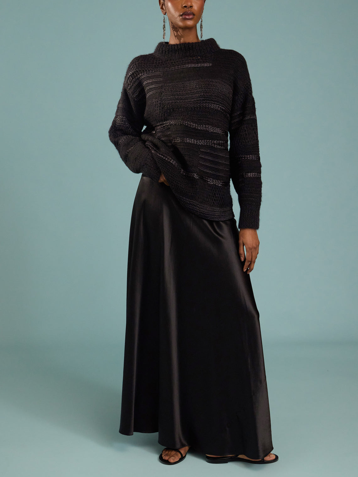 Heirlome - Antonia Silk Long Skirt | Size: S - Black - ABASK