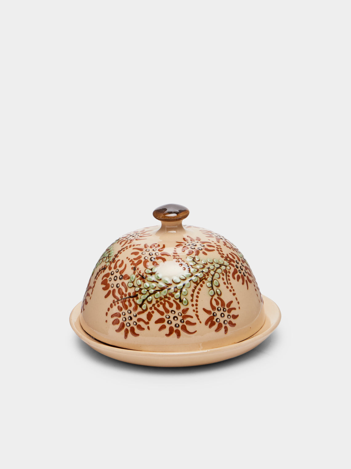 Poterie d’Évires - Flowers Hand-Painted Ceramic Small Butter Dish -  - ABASK - 