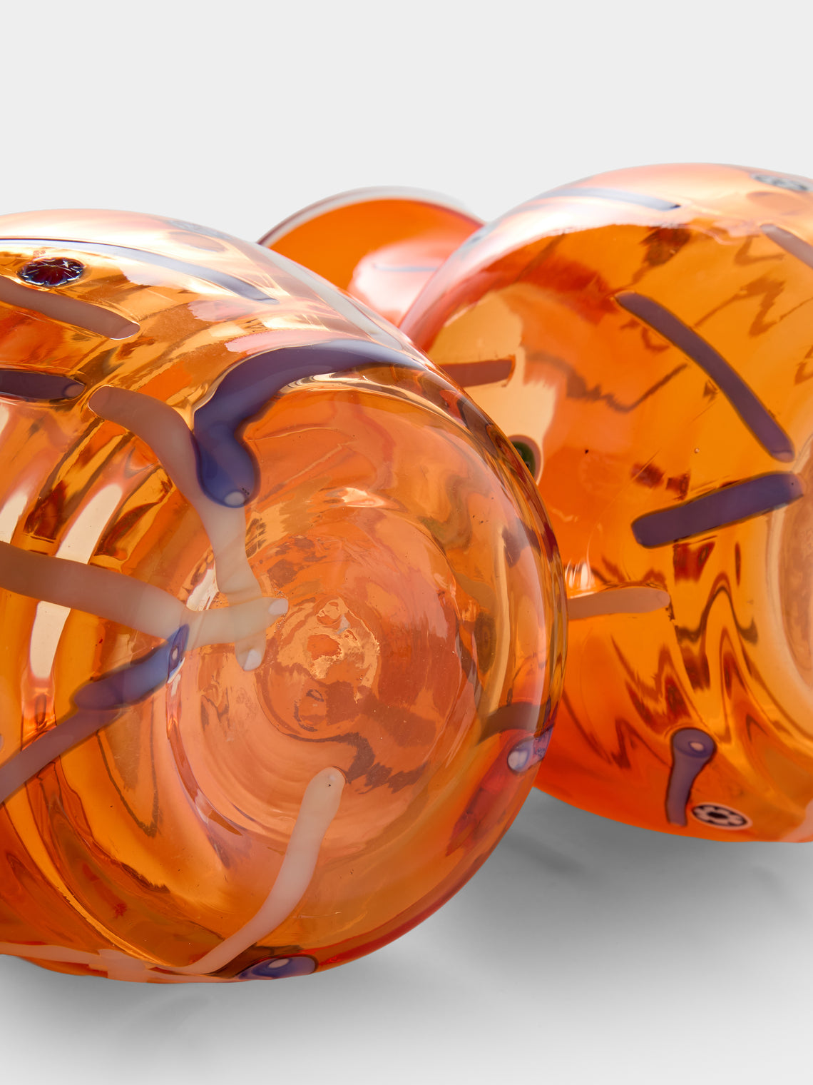 Antique and Vintage - 1960s Murano Glass Vases – 11in/28cm (Set of 2) - Orange - ABASK