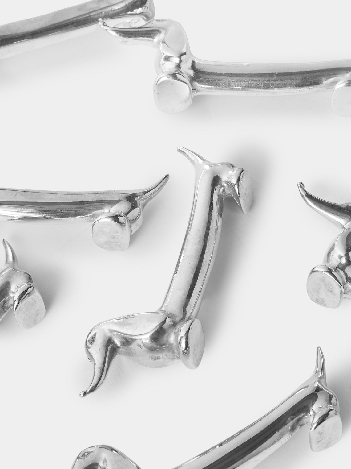 Antique and Vintage - Mid Century Silver Plated Dachshund Knife Rests (Set of 14) - Silver - ABASK