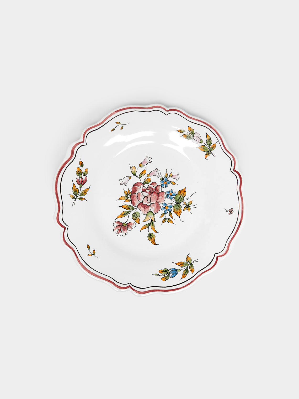 Bourg Joly Malicorne - Strasbourg Fleurs Hand-Painted Ceramic Dessert Plates (Set of 4) -  - ABASK - 
